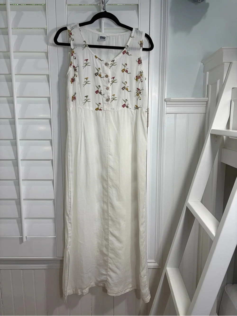 Johnny Was Ivory Maxi Dress with Multicolor Floral Embroidery - Picture 1 of 7